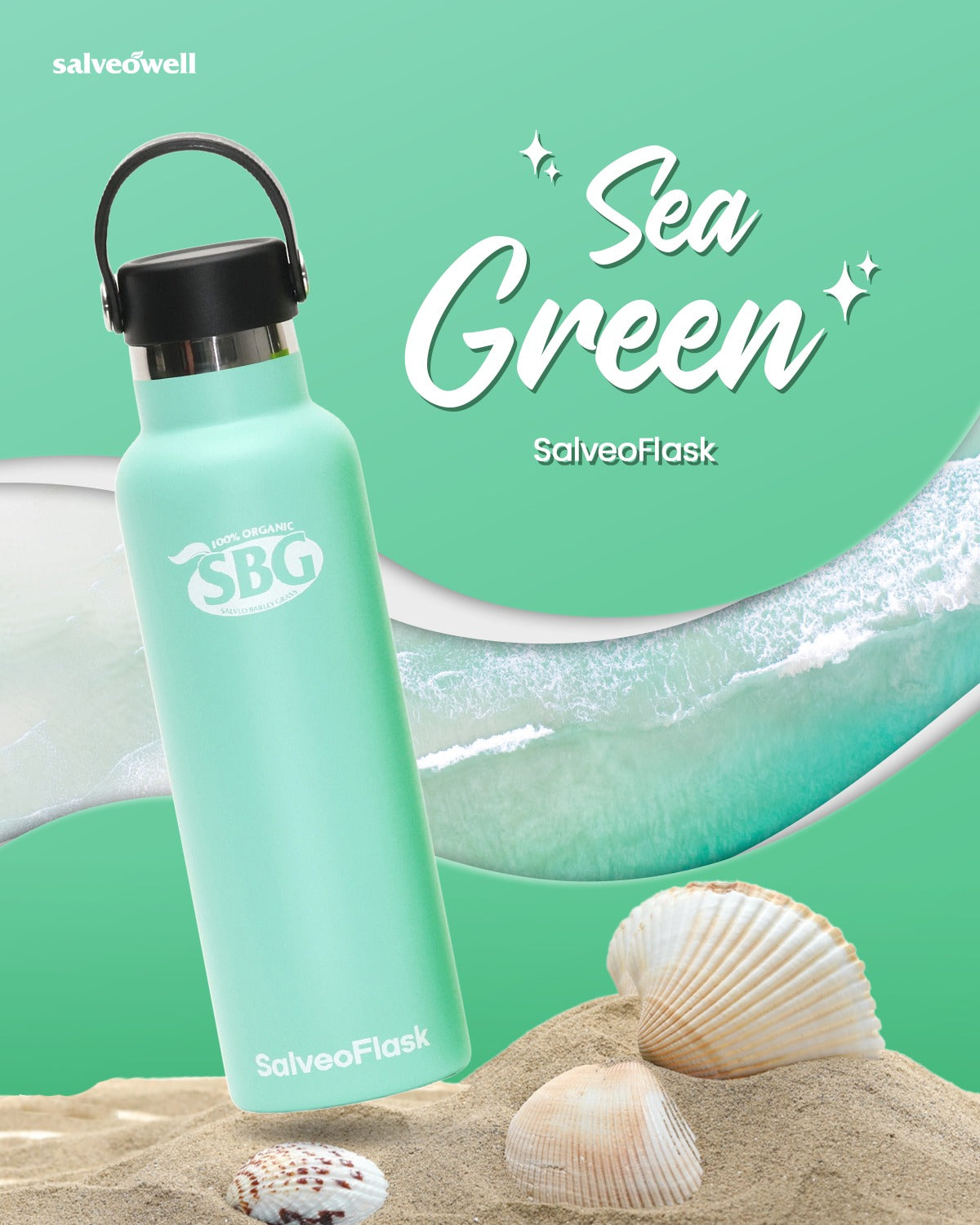 SalveoFlask 20oz Sea Green Tumbler