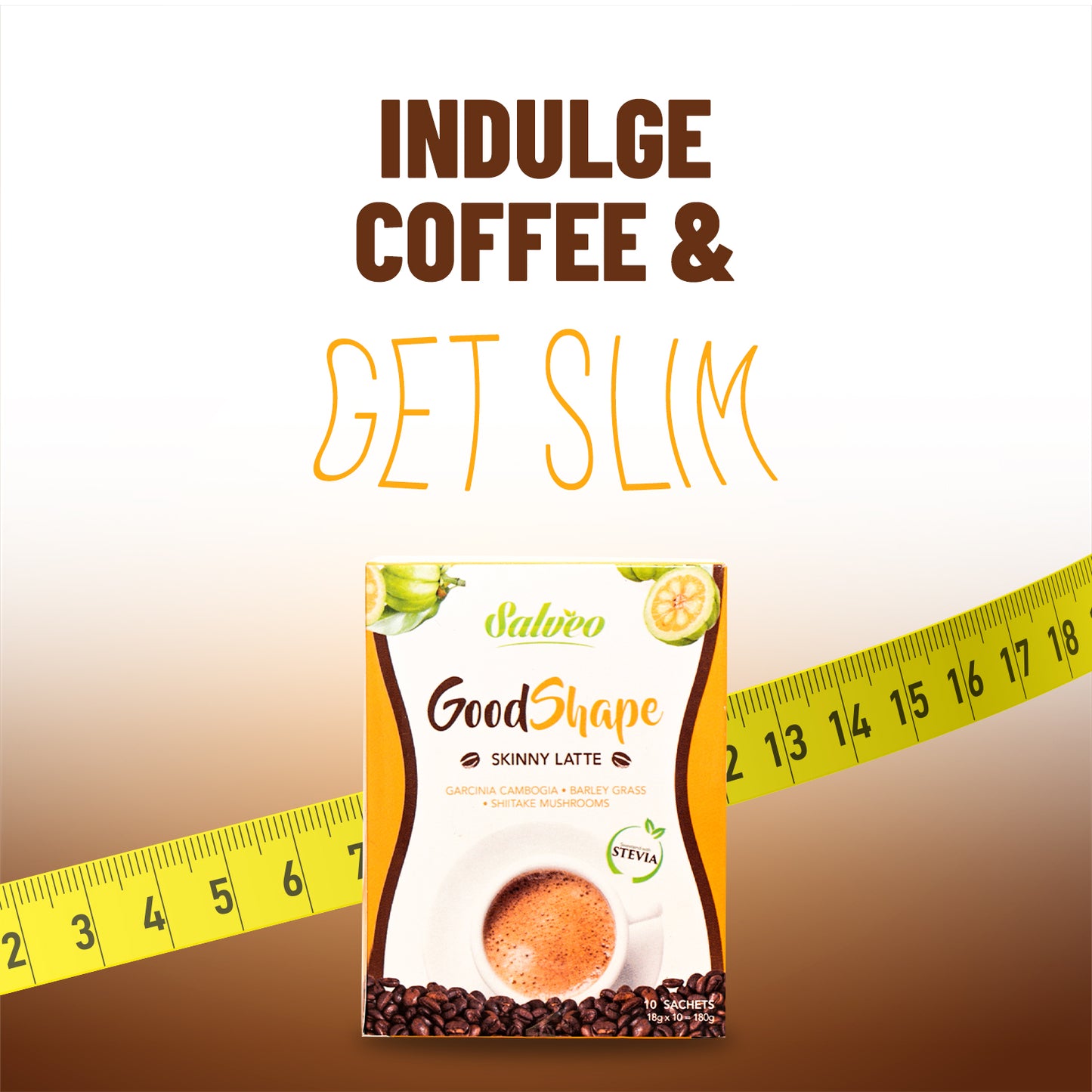 GoodShape Skinny Latte Coffee, Slimming coffee by Salveo, 18grams x 10sachets